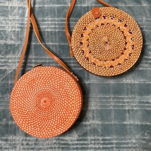 TWO (2) Rattan Circular Crossbag